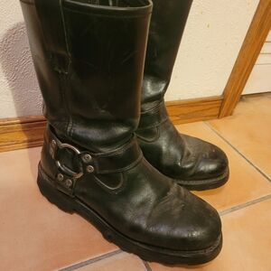 HARLEY DAVIDSON RANSOM LEATHER SIDE ZIP HARNESS MOTORCYCLE BOOTS 91294 MEN'S 8.5